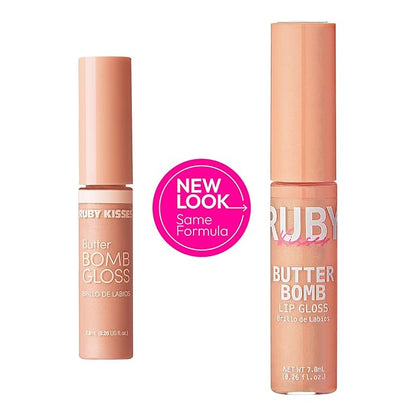 Ruby Kisses Lip Gloss Butter Bomb Gloss Non-Sticky Lip Gloss Vitamin E Natural Nude Lip Makeup - 7.8mL (0.26 US fl.oz) (Champagne)