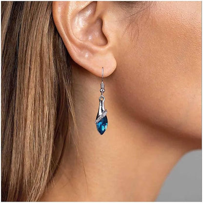 Bohemia Sapphire Drop Earrings Blue Crystal Dangle Hook