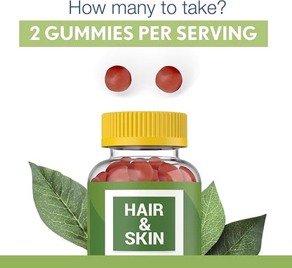 Noor Vitamins Halal Hair Vitamins Biotin, Collagen, Silica, Vitamin C & E Supports Hair, Skin & Nail Health; Natural Strawberry Gummy Vitamins. GMO, Gluten Free & a Certified Halal Vitamin (90 Count)