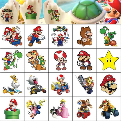 20 Sheets Super Mario Temporary Tattoos for Kids, Christmas Rewards