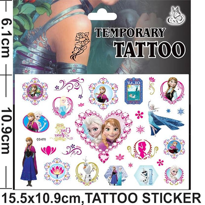 4 Sheet Frozen Princess Tattoos Stickers for Kids, (Temporary Tattoo-A)
