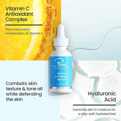 Triple Vitamin C Serum - Anti-Aging Antioxidant Brightening Clinical Grade Clean Skincare
