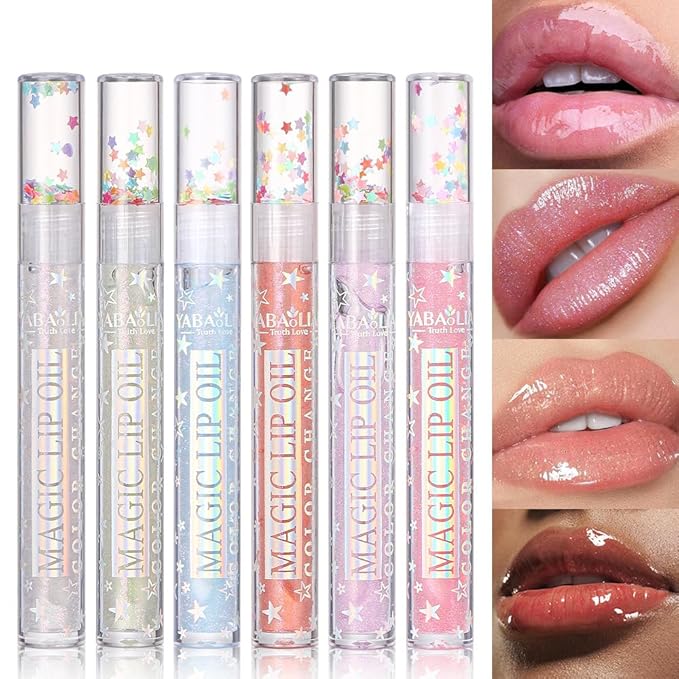Mirror Water Lip Gloss Moisturizing Waterproof Lip Tint Smooth Long-Lasting Wear Non-Stick Cup Not Fade Beauty Lip Oil Lip Glaze Liquid Shine Glossy for Nourished, Fuller-Looking (05# Purple)