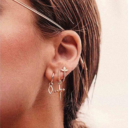 Boho Star Moon Chain Cuff Earrings