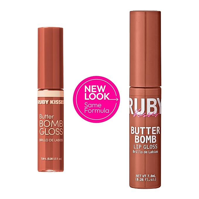 Ruby Kisses Lip Gloss Butter Bomb Gloss Non-Sticky Lip Gloss Vitamin E Natural Nude Lip Makeup - 7.8mL (0.26 US fl.oz) (Snatched)