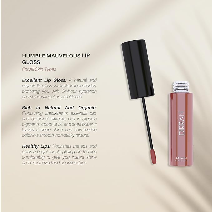 Organic Lip Gloss, 24hr Hydration, Vegan, Antioxidant-Rich, Soft Organic