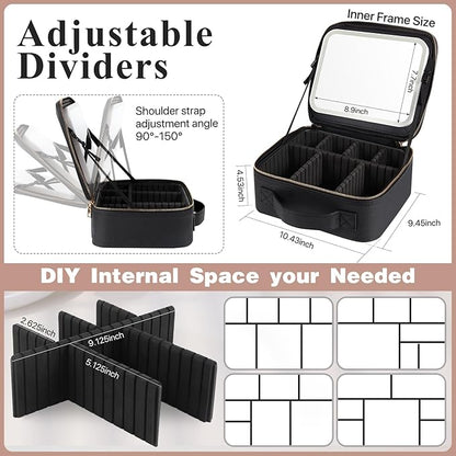 Travel makeup bag with led