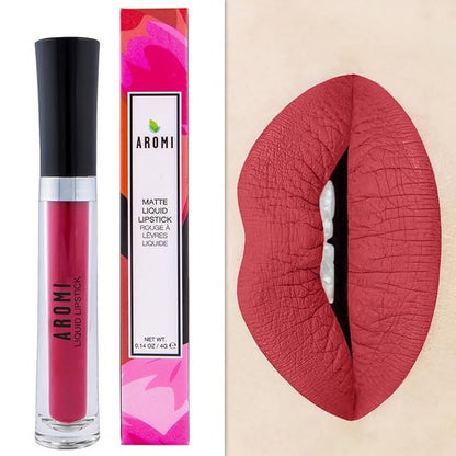 Aromi Brick Red Matte Liquid Lipstick | Warm, Earthy Burgundy Lip Color, Long-lasting and Kiss-Proof, Vegan, Cruelty-free, Waterproof, Handmade (Brick Red)