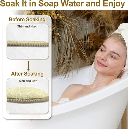 Loofah Exfoliating Body Scrubber (2 Pack), Natural Body Scrubbers for Shower Exfoliator, 100% Natural Lufa Bath Scrub Loofa Sponge Pad, Large Lufas for Men and Women Loufa Biodegradable Luffa Brown