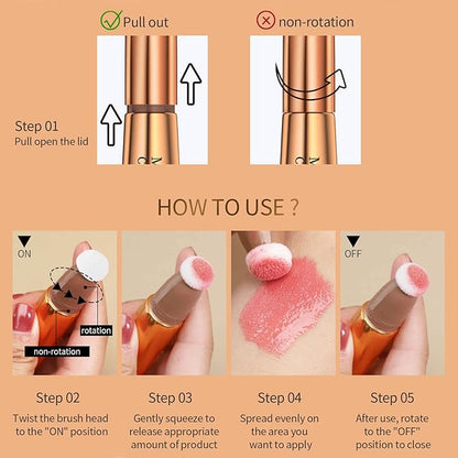 Contour Beauty Wand,Liquid Blush Wand,Face Contouring with Cushion Pink Blush