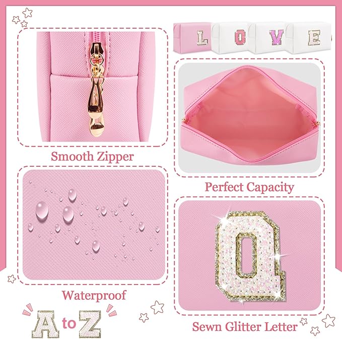 Personalized initial letter makeup bag,