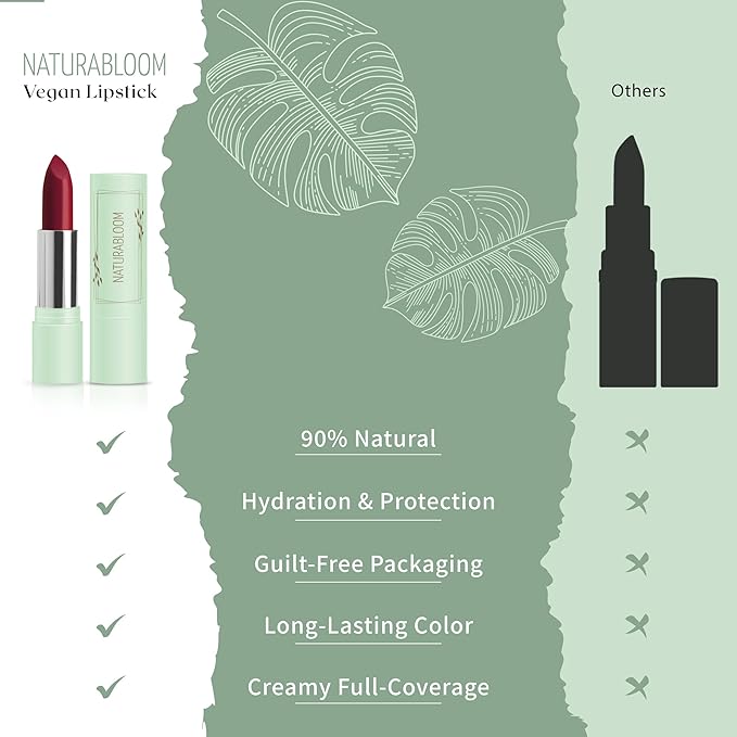 Vegan Lipstick (Poppy) - Sensational One-Stroke Long Lasting Lipstick from Natural Oils & Butters Full-Coverage Lip Color with Shea Butter & Coconut Extact - Premium Hydrating Lipsticks