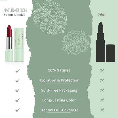 Vegan Lipstick (Poppy) - Sensational One-Stroke Long Lasting Lipstick from Natural Oils & Butters Full-Coverage Lip Color with Shea Butter & Coconut Extact - Premium Hydrating Lipsticks
