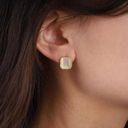 Vintage Square Opal Earrings Opal Square Stud Earrings