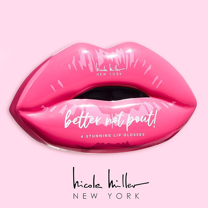 Nicole Miller Lip Gloss Collection, 4 Count (Pack of 1), Better Not Pout Pink