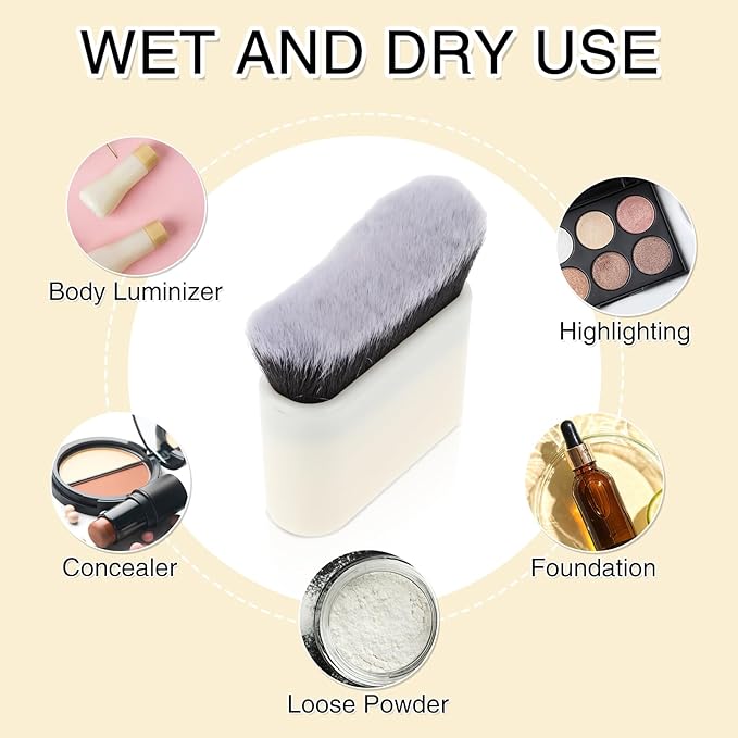 Tanning Brush For Self Tan Kabuki Foundation Brush Self Tanning Blending Brush For Makeup Self Tanner Back Applicator Body Makeup Brush For Legs Liquid Face Sunscreen Contour Blending Brush White