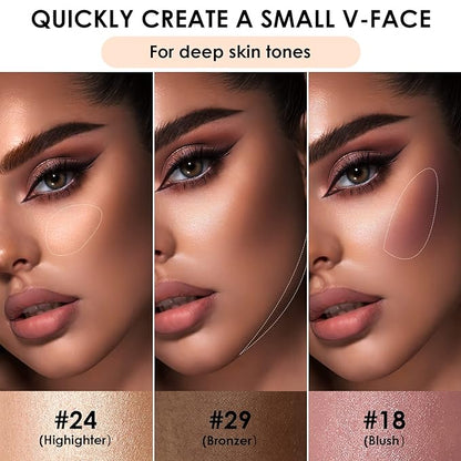 FOCALLURE 3 Pcs Cream Contour Sticks,Shades with Highlighter Finishing Makeup,DEEP