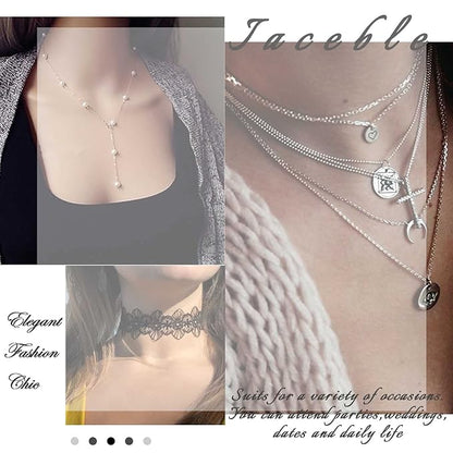 Bohemia Layered Y Lariat Choker Necklace Long Rhinestone