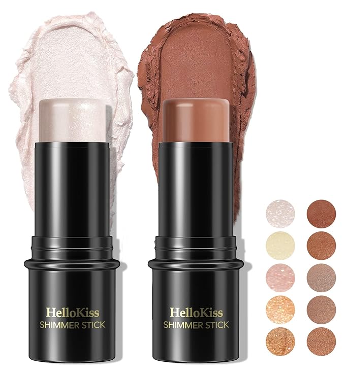 POPMISOLER 2 pcs Makeup Highlighter Stick & Cream Foundation Stick