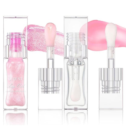 Magic Color Changing Lip Oil, Cosmetics Color Changing Lip Oil, Warm Change Hydrating Lip Gloss, Long Lasting Shimmery Lip Glow Oil, Moisturizing Non-sticky Fresh Texture Lip Oil (Set H, 2)