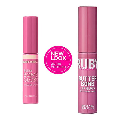 Ruby Kisses Lip Gloss Butter Bomb Gloss Non-Sticky Lip Gloss Vitamin E Natural Nude Lip Makeup - 7.8mL (0.26 US fl.oz) (Denouement)
