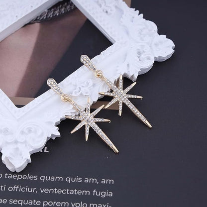 Vintage Crystal Northstar Dangle Earrings Rhinestone Northstar Studs