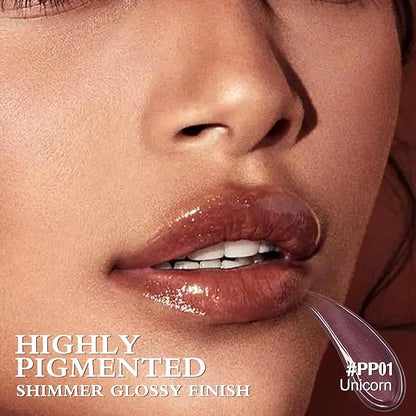 FOCALLURE Shimmer Lipstick,Moisturizing Plumping Lip Gloss,Shimmery Glossy Finish,Hydrating,Long Lasting,Non-Stick Cup Lip Makeup,High Shine for Plumper Looking Lips,Unicorn