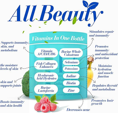 Hair Skin and Nails Vitamins, Biotin with Bovine Colostrum, Collagen & Vitamin A, B6, C, D, E, Supports Healthy Hair, Nails & Skin for Men and Women-076