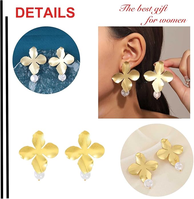 Boho Big Flower Drop Earrings Vintage