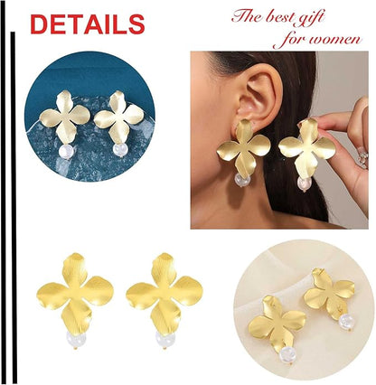 Boho Big Flower Drop Earrings Vintage