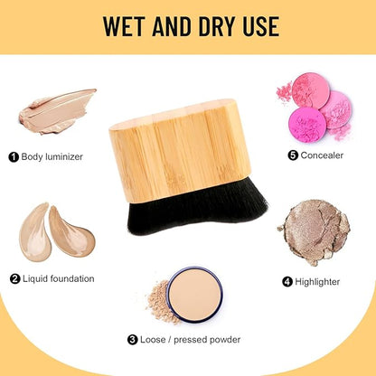 Self Tan Brush By Yoseng - Self Tanning Brush Applicator- Kabuki Brush for Body, Foundation Brush Makeup Brush for Fake Tan,Sunscreen Brush for Best Self Tanner for Face and Body(Bamboo)