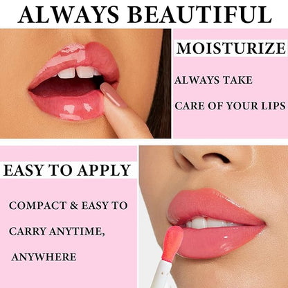 Lip Plumping Lip Gloss,Big Brush Head Lip Oil Hydrating Nourishing & Smooth Glossy Lip Glow Oil,Moisturizing Tinted Lip Gloss Lip Balm Shiny and Vegan Plumping Lip Tint Care(#04 Blood Rose)