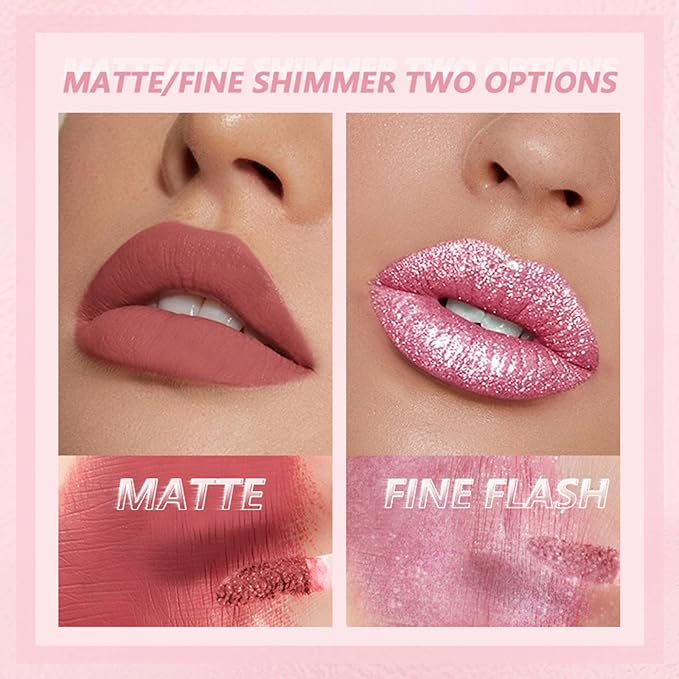 Glitter Lipgloss Set with Gift Box, 6 Colors Glitter