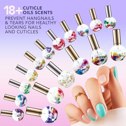 Blossom Hydrating, Moisturizing Scented Cuticle Oil, Scented Color Change Lip Balm, Roll on Lip Gloss, Infused with Real Flowers, 0.7 fl. oz/15mL, 3 Pack Gift Set, Rose/Pink/Strawberry