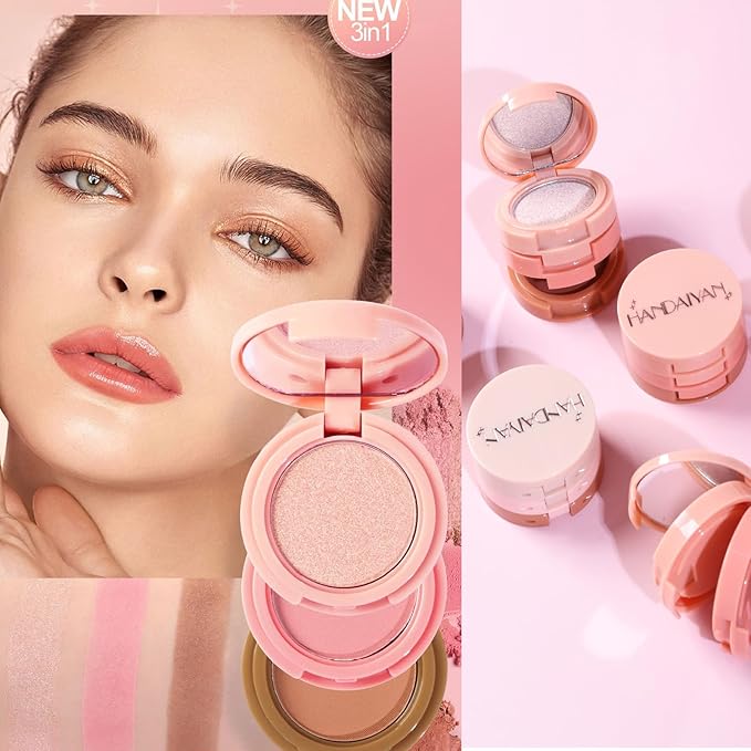3-in-1 Blendable Trio, Contour and Highlight Blush Makeup
