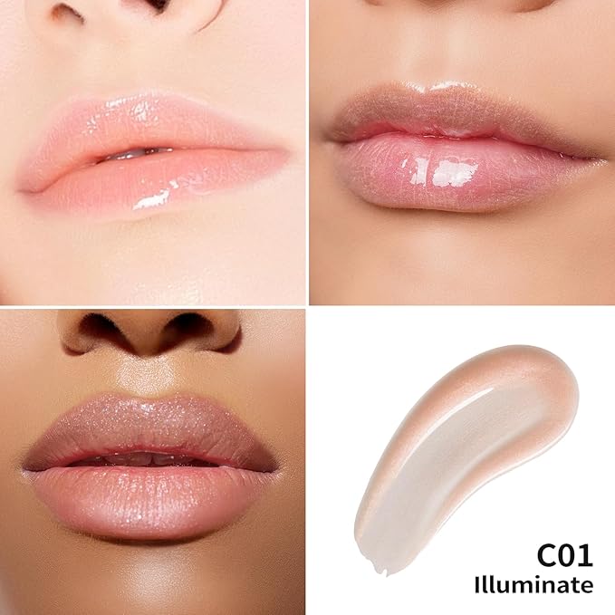 Oulac Light Nude Lip Gloss High-shine Moisturizing Lip Gloss Oil Liquid Lipstick Non-stick Cup Glitter Lipstick Lip Tint Reduce Fine Lines Lip Glaze For Dry Lip C01