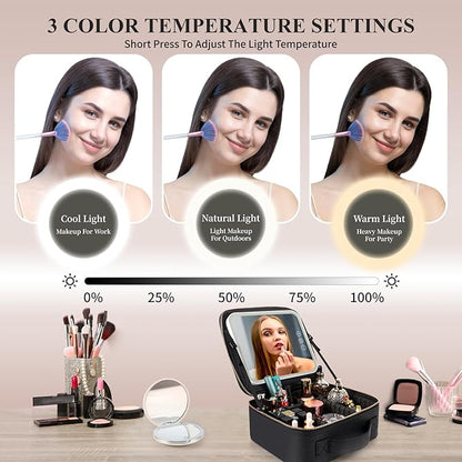 Travel makeup bag with led