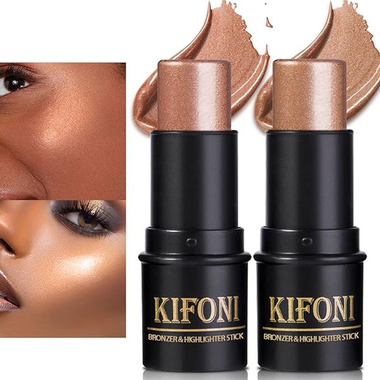 2Pcs Highlighter Stick Cream Contour Stick Makeup Kit,