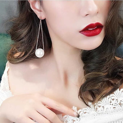 Vintage Pearl Earrings Long Pearl Stud Earrings Boho