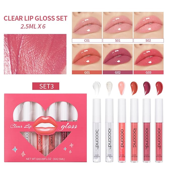 Hydrating Lip Gloss Set 6 Colors Moisturizing Glossy Hydrating
