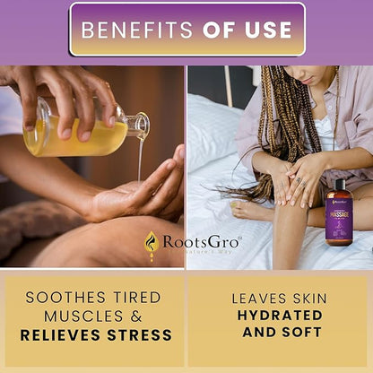 Harmony Massage Oil - Hydrating Blend with Coconut, Jojoba, Almond, Argan Oil & Vitamin E - with Lavender, Peppermint & Eucalyptus - Ideal for Massage, Moisturizing & Relaxation - 16 Fl Oz