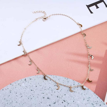 Vintage Moon Dangle Necklace Curved Moon