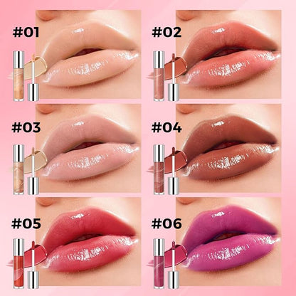 Magic Lip Gloss Plumper, Peach Silky Plumping Lip Gloss Tint, Long-lasting Marble Liquid Lipstick, Hydrating Non-Sticky Lip Oil, Moisturizing Plumping Lip Gloss