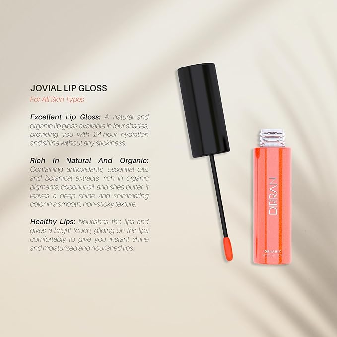 Organic Lip Gloss, 24hr Hydration, Vegan, Antioxidant-Rich, Soft Organic