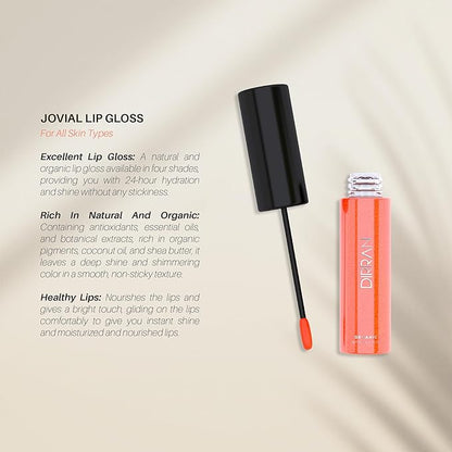 Organic Lip Gloss, 24hr Hydration, Vegan, Antioxidant-Rich, Soft Organic