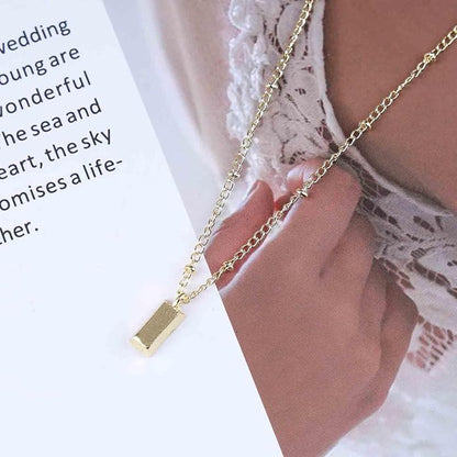 Vintage Square Pendant Necklace Polish Square