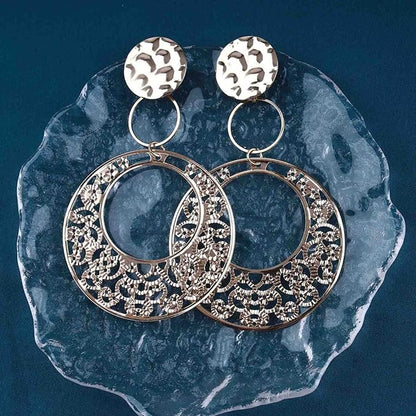 Boho Large Filigree Disc Dangle Earrings
