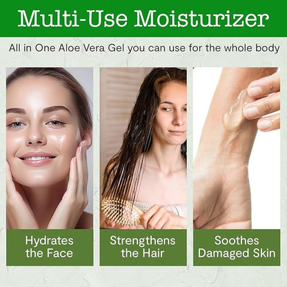 USDA Certified Organic Aloe Vera Gel 12 oz - 100% Pure, Cold Pressed, Hand Harvested, Infused with Natural Coconut Extract, Chemical-Free - Skin & Hair Care, Made in USA