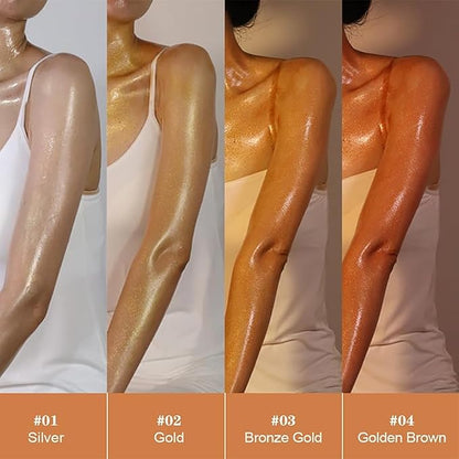 Shimmer Body Oil,Face and Body Liquid Luminizer,Waterproof Moisturizing