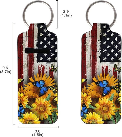 Yellow Sunflower Print American Flag Lip